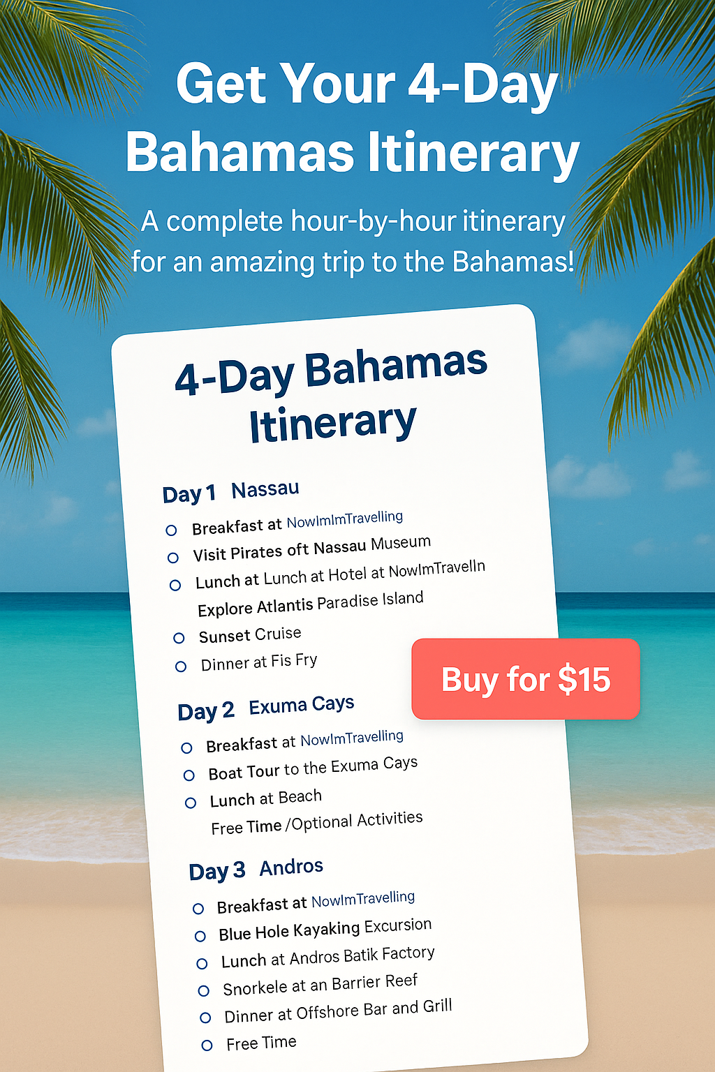 Bahamas Itinerary Example